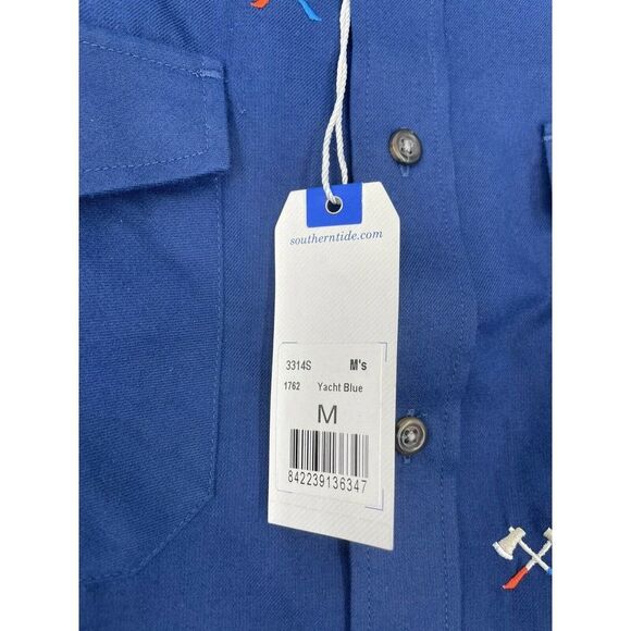 Southern Tide Performance Axe Embroidered Button Mens Long Sleeve Shirt Medium - Picture 7 of 8